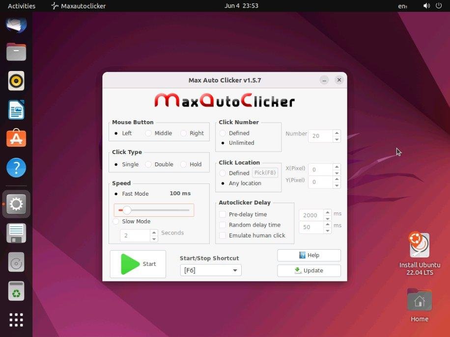 Max Auto Clicker on Linux Ubuntu